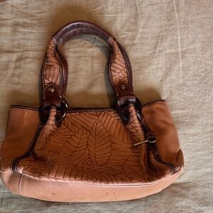 Fossil Tan Leaf Design Shoulder Bag